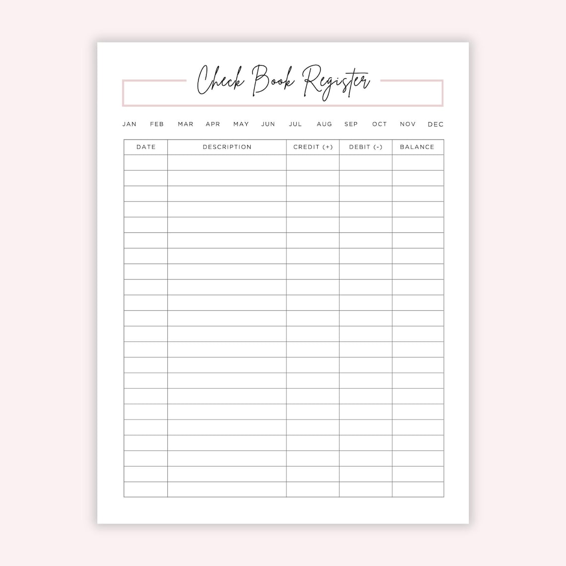 Checkbook Register Printable, Check Transaction Tracker, Checkbook Log ...