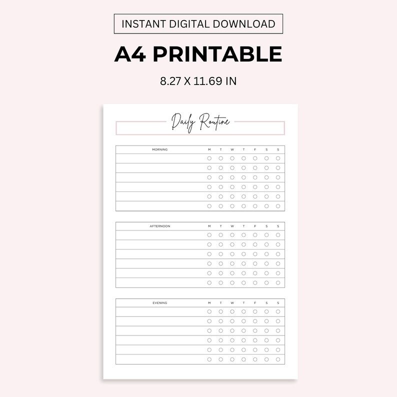 Daily Routine Checklist Printable: Wellness Habit Tracker (PDF) - Etsy