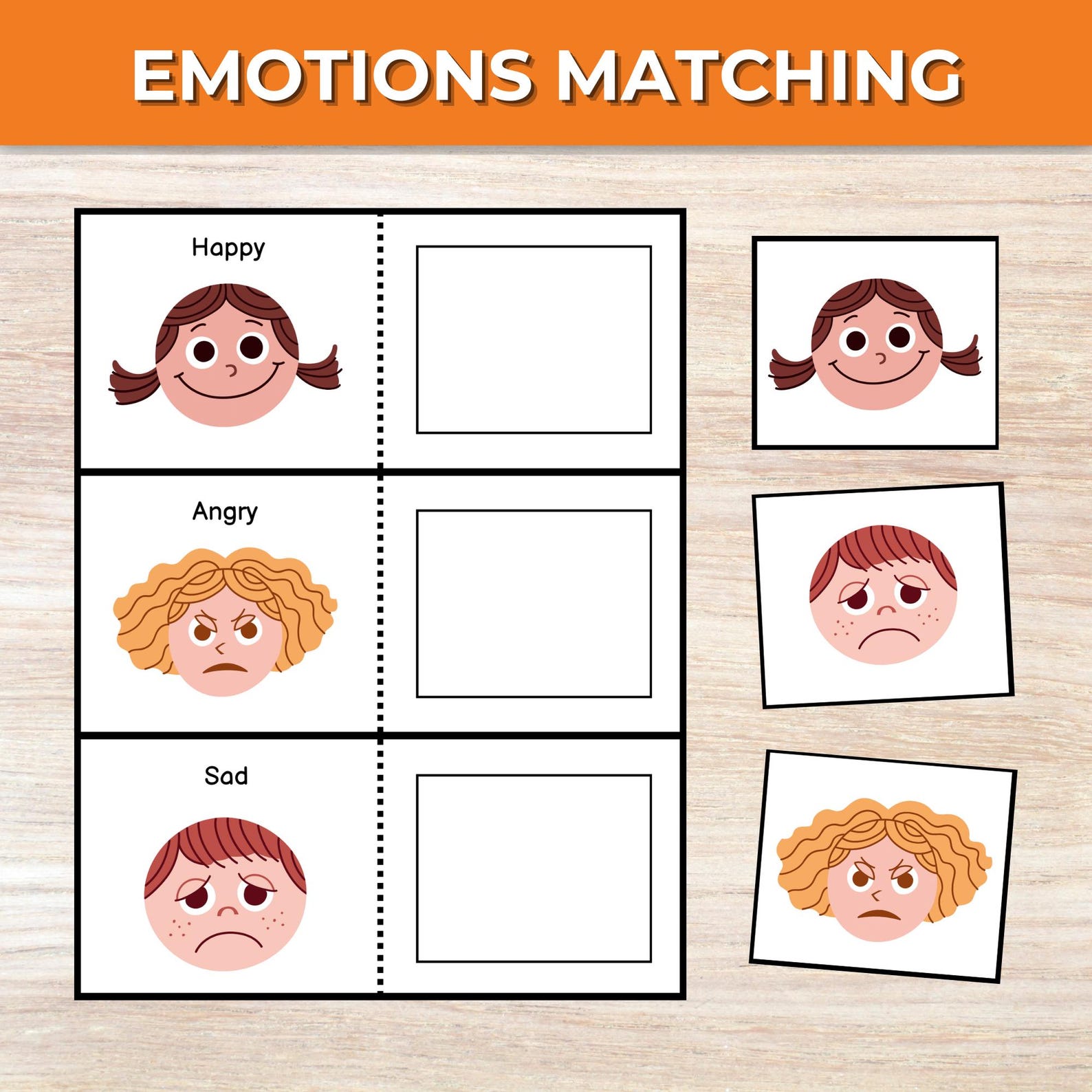 Emotions Matching Game, Toddler Matching Activity, Preschool Learning ...