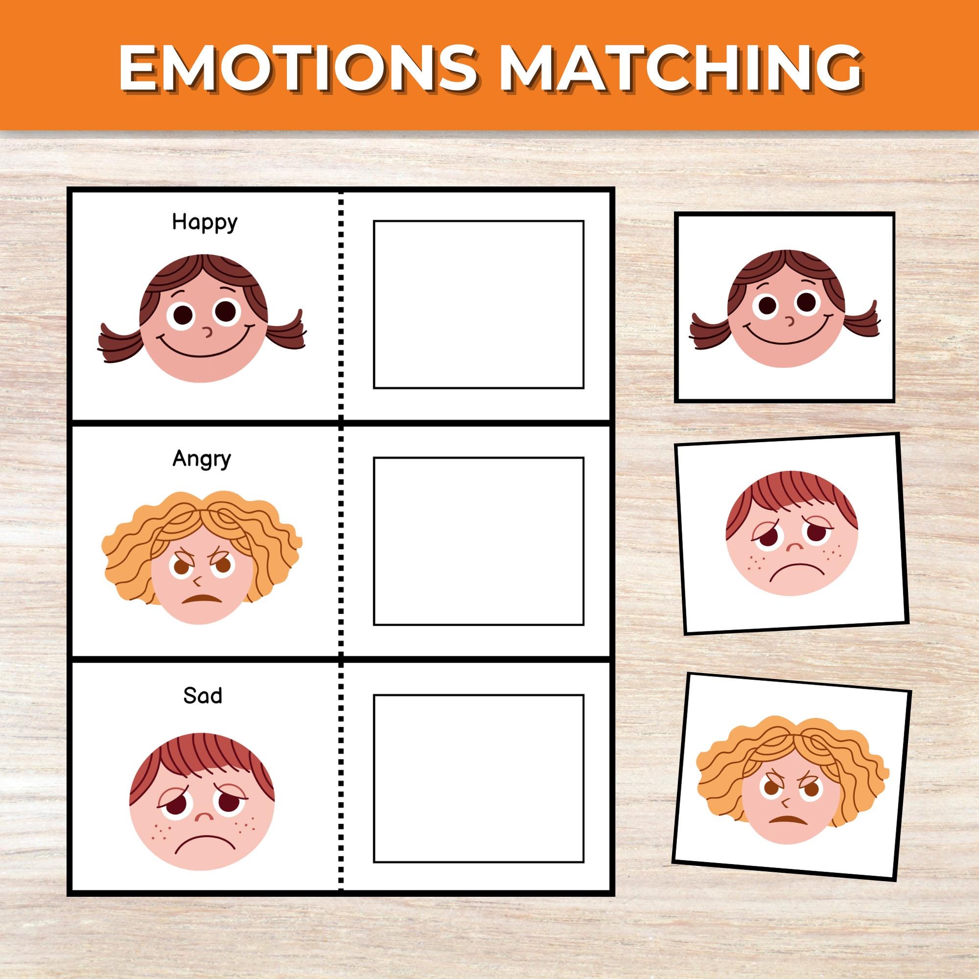Emotions Matching Game, Toddler Matching Activity, Preschool Learning ...