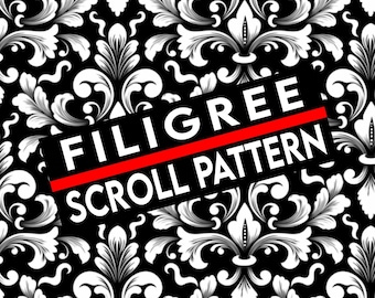 Gravure de volutes, motif en filigrane, ornement, gravure décorative, dessin vectoriel au laser SVG EPS PDF