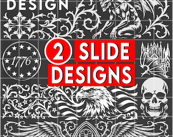 2 Slide Designs Ornamental scroll laser engraving, firearms scrollwork art bundle svg pdf eps ai