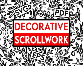 Rouleau en filigrane, ornements décoratifs, motif de gravure, dessin vectoriel au laser, SVG EPS PDF