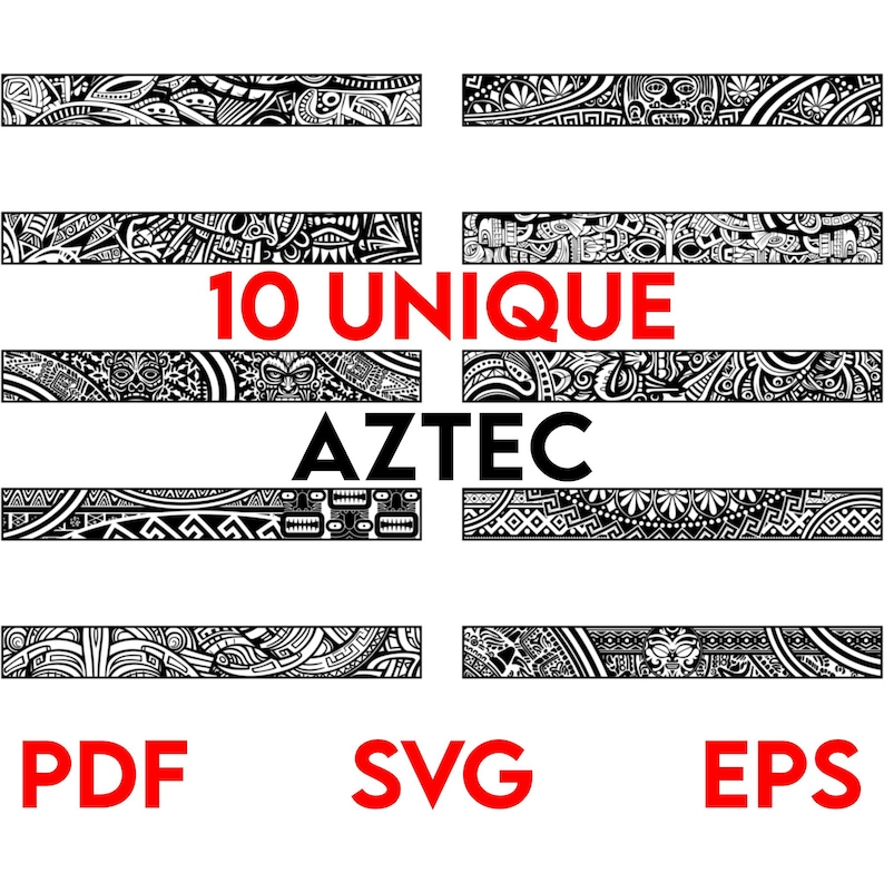 10 Aztec Polynesian Decorative Tribal Ornament Vector Filigree ...