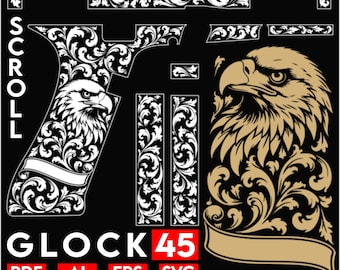 GLOCK 45 vecteurs de gravure laser American Eagle Design svg pdf ai eps