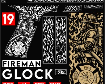GLOCK 19 Pompier Design Vecteurs de gravure laser svg pdf ai eps