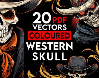 CRÂNE OCCIDENTAL Vectoriel coloré Cowboy Design vintage PDF