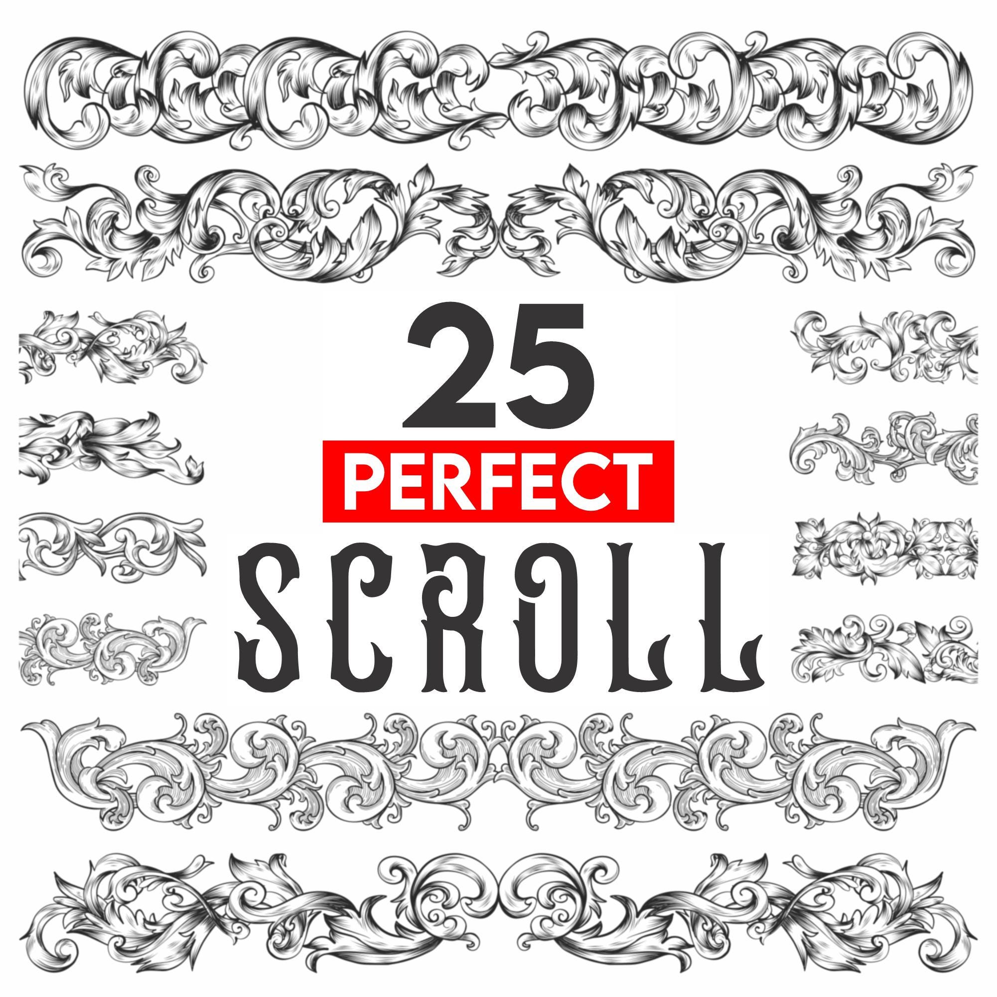 Scroll Design Edge 25 PERFECT SCROLL Designs Filigree Ornamental Scroll Slide Laser ...