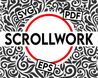 Motif de gravure de volutes ornement de gravure décorative en filigrane Design vectoriel laser SVG EPS PDF
