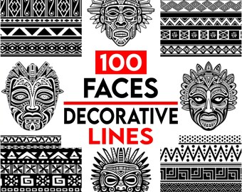Ornement décoratif aztèque, vecteur tribal polynésien, gravure en filigrane, conception vectorielle au laser SVG EPS PDF