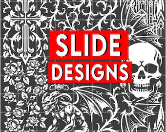Slide Design Scrollwork Lasergravur, Schusswaffen Scrollwork Kunst SVG PDF