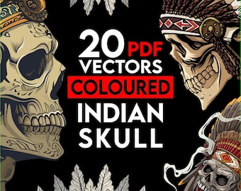 Crâne indien couleur vecteur guerrier amérindien PDF