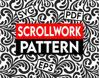 Scrollwork Decorative Filigree Pattern Engraving Ornament Engraving Laser Vector Design SVG EPS PDF