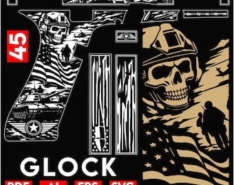 GLOCK 45 armée Design gravure laser vecteurs militaires svg pdf ai eps