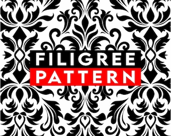 Detailed Filigree Scroll Pattern Decorative Ornaments Engraving Laser Vector Design SVG EPS PDF