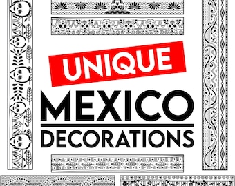 MEXICO DECORATIONS Vector Bundle pour laser ornement mexicain svg pdf eps