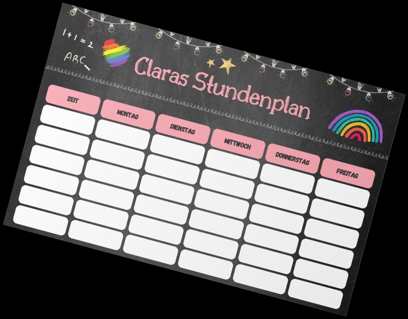 Personalized Timetable to Print, Timetable A4, Digital PDF - Etsy