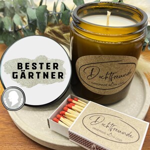 Meilleur jardinier - Bougie en cire de soja FAITE MAIN | Idée cadeau pour le meilleur JARDINIER du monde et amoureux du jardin - Personnalisable