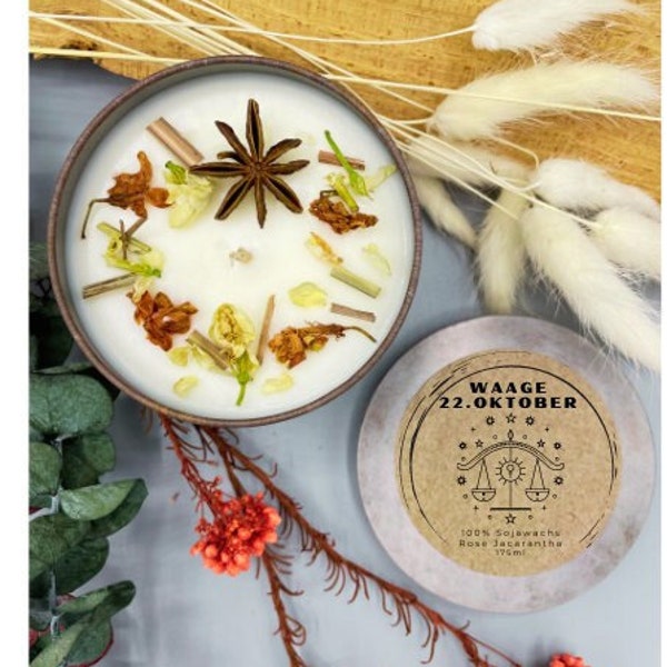 CANDLE ZODIAC SIGN LIBRA | Premium scented candle | Relaxation candle | Decorative candles | Creative handmade soy astrology candle