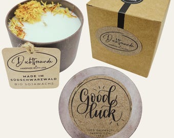 Handmade scented candle “Good Luck” – a personalizable gift for special moments