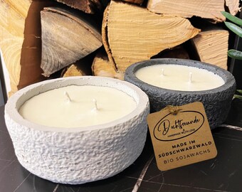 Set of 2 concrete candles with lids | Black & Grey | Decoration not included | Vanilla Toffee | Minimalist design set, handmade in the Black Forest