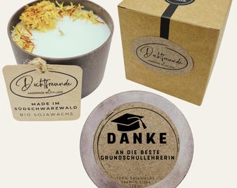 Handmade scented candle “Thank you Best Primary School Teacher” – Personalizable gift for devotion