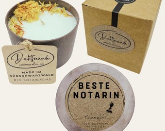 Handmade scented candle “Best Notary” – Personalizable gift for exceptional performance