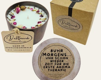 Handmade scented candle “Morning Light” – Funny personalizable gift for a fragrant start