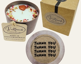 Handmade scented candle “Thank You” – a personalizable gift for deepest gratitude