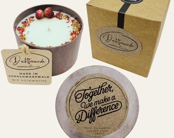 Handmade scented candle “Together We Make A Difference” – Personalizable gift for incredible teams