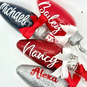 Personalized Christmas Ornament | Christmas Light Bulb | Custom Ornament | Glitter Ornament | ARRIVES BEFORE CHRISTMAS