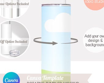 Rotating Tumbler Mockup Canva Template Drag and Drop Animated Tumbler Mockup Moving Tumbler Mockup Video 20oz Skinny Tumbler Mockup Bundle