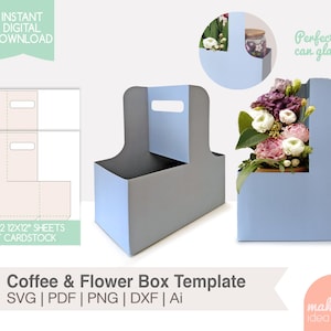 Kaffee- und Blumenkasten-Vorlage, Blumengeschenkbox Pflanzenbevorzugungsbox Kaffeebox Blumenverpackung Glasdosenbox Getränketräger Libbey Glasdosenbox
