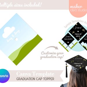 Graduation Cap Topper Template, Canva drag and drop, Blank Graduation Cap Template Personalized Graduation Hat Template, Canva Template, Svg