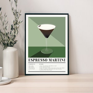 Espresso Martini Cocktail Druck mit Rezept, ungerahmt, A4/ A3/ A2, Cocktail Geschenk, Klassische Wandkunst, Küche, Moderne Kunst, Geschenk, Wohnkultur