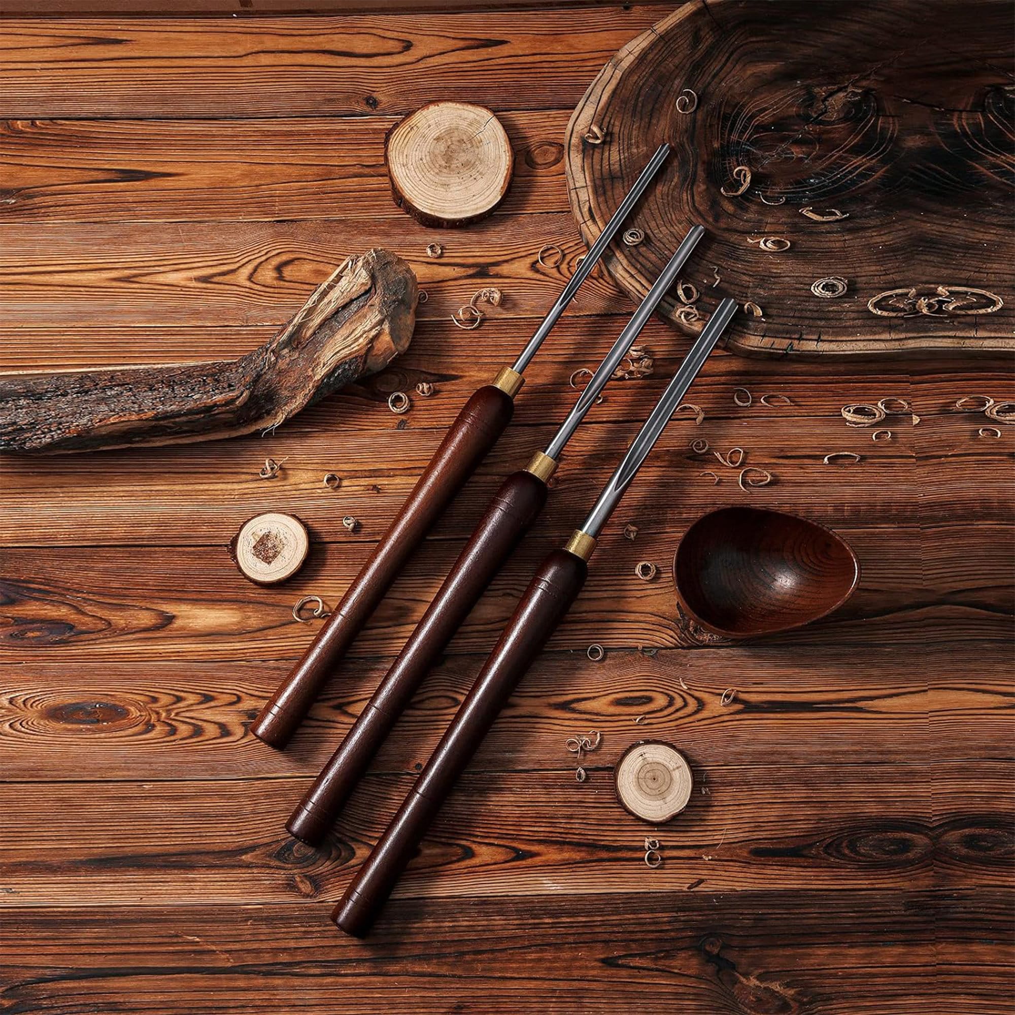 Woodturning HSS Bowl Gouge Set of 3, 22.5” Wood Lathe Bowl Turning ...