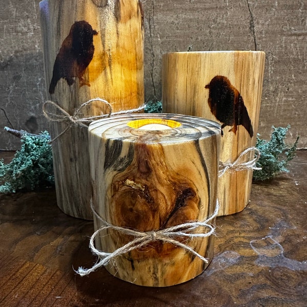 Log Candle Pillar Set