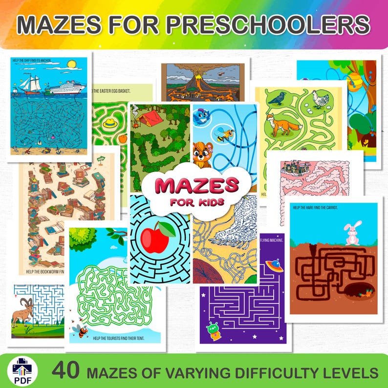 Printable Mazes for Preschoolers | Fun and Educational Maze Book | 47 ...