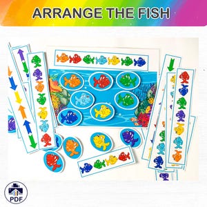 Fish Placement Puzzle Game | Printable Kids Activity | PDF Download | Ocean-themed Educational Toy | Colorful Fish Shape Sorting Game