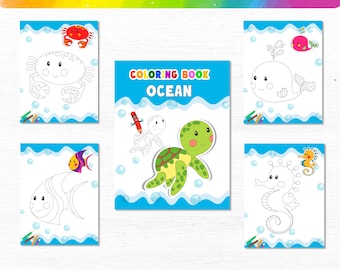Ocean Coloring Book for Kids | 24 Fun Pages with Coloring Guides | PDF Download