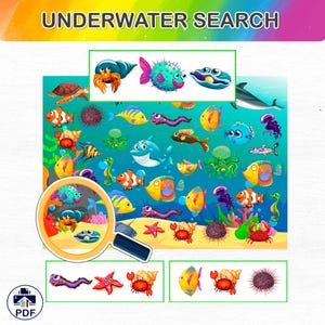Underwater Search & Find: Fish Matching Game with Printable Magnifying Glass | PDF Activity for Kids
