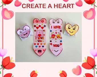 Valentine's Day Coloring Puzzle | Create a Heart | Valentine's Day Activity Pack | Cute Printable Games & Activities