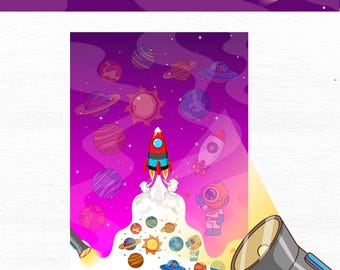 Space Adventure Flashlight Game: Hidden Objects Printable (PDF)