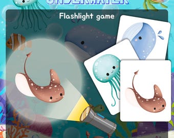 Underwater Flashlight Game | Printable Ocean Exploration Activity for Kids | Kids Night Diving Toy