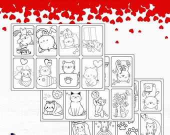 Valentine's Day Mini Coloring Book | Cute Printable Coloring Pages | Valentine's Day Activity Pack | Cute Printable Games & Activities