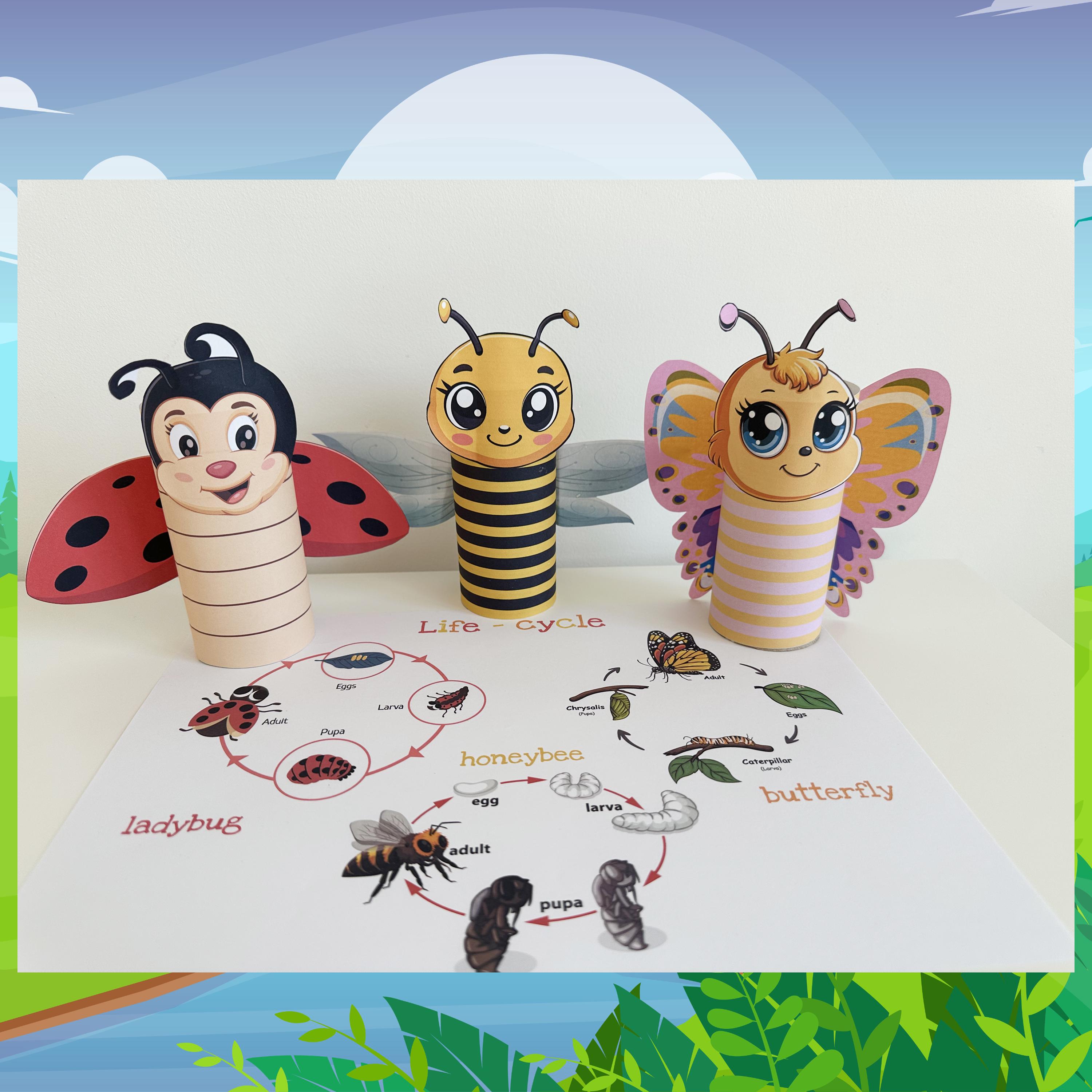 Insect Craft Tube Game: Printable Coloring & Activity Pages (digital ...