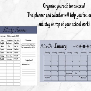 Printable Study Planner and Calendar - Etsy