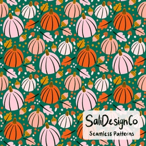 Pumpkin Pattern Fall Holiday Pattern Digital Paper Printable Scrapbook Pattern Surface Pattern Seamless Instant Download Commercial Use