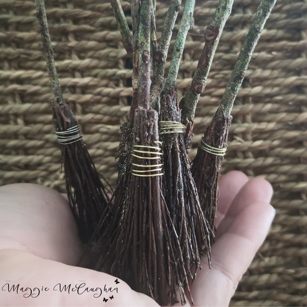 1:12 Scale Miniature Cinnamon Scented Broomsticks | Handmade One of a Kind Real Cinnamon Smell for Witches Halloween Christmas