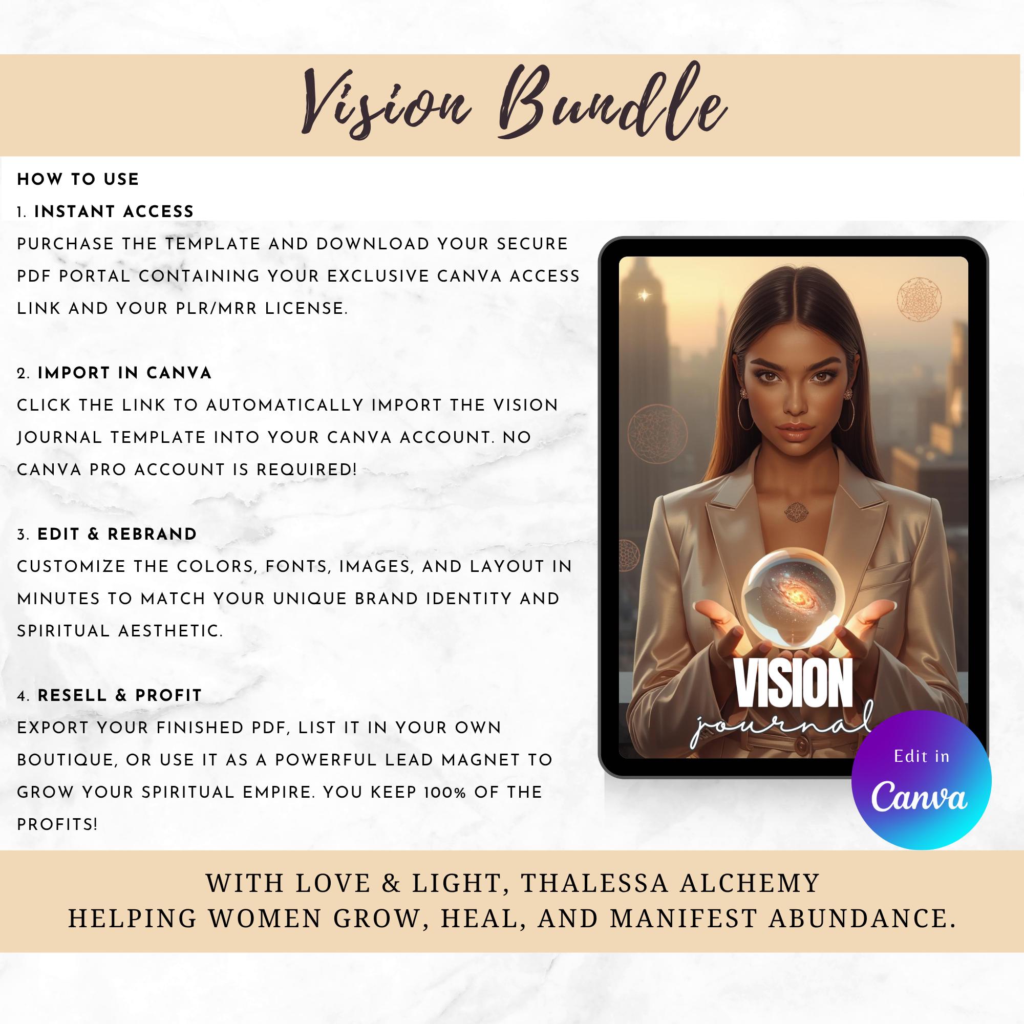 Vision Journal Template | Manifestation Planner, Goal Tracker (digital ...